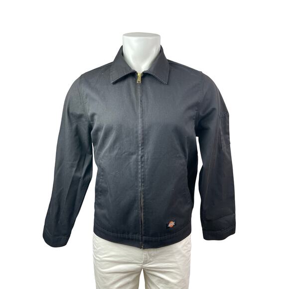 Dickies Unlined Eisenhower Men's Black Utility Collared Full Zip Jacket Size S